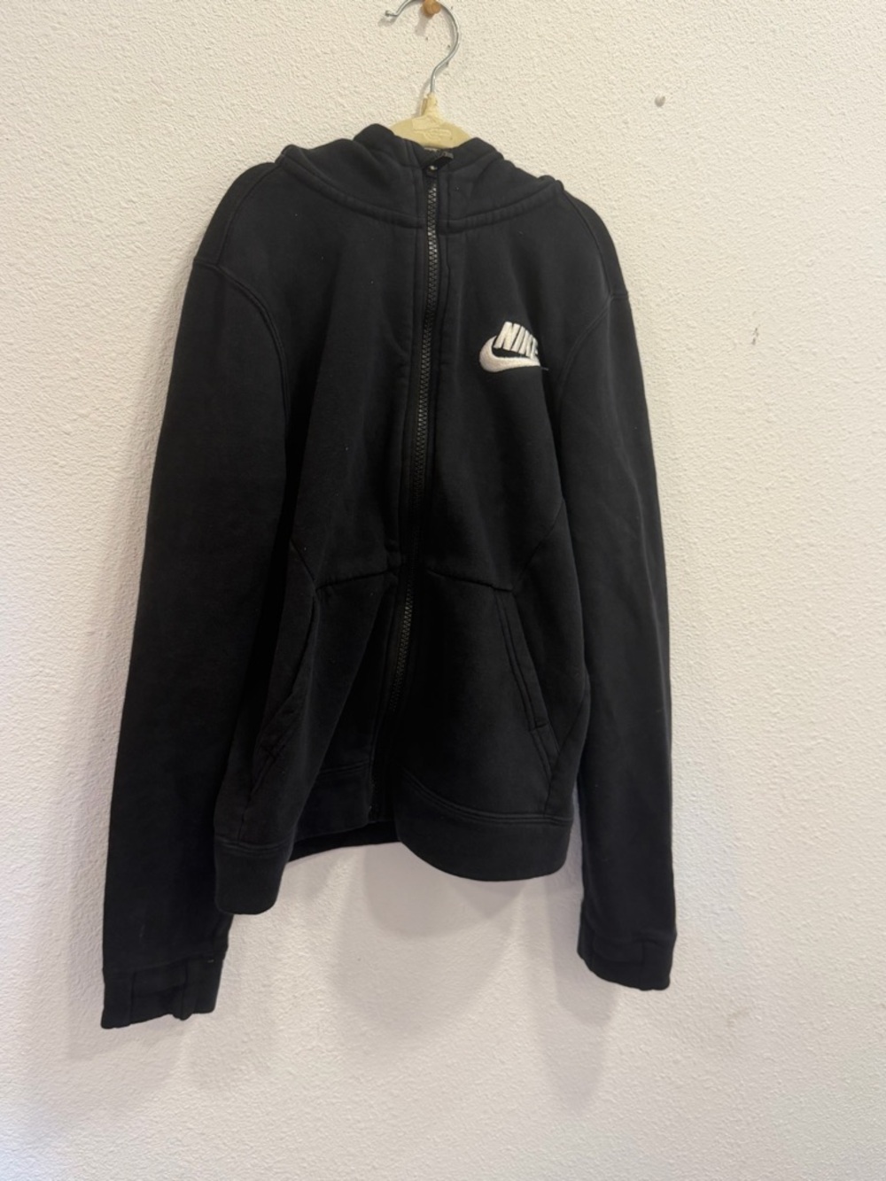 Nike Black Hoodie with White Swoosh Accent